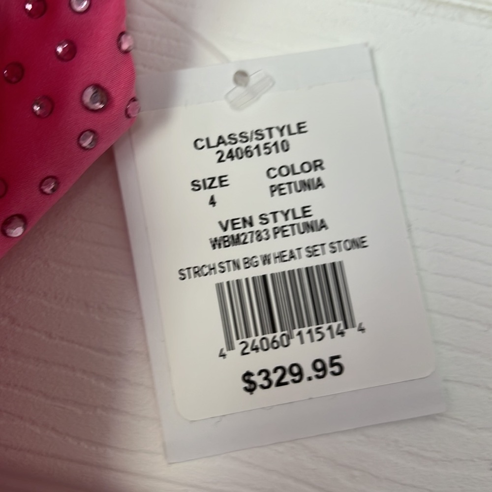 NWT Jules & Cleo Pink Rhinestone Sparkle Crystal A-Line V-Neck Dress Size 4 - Picture 3 of 8